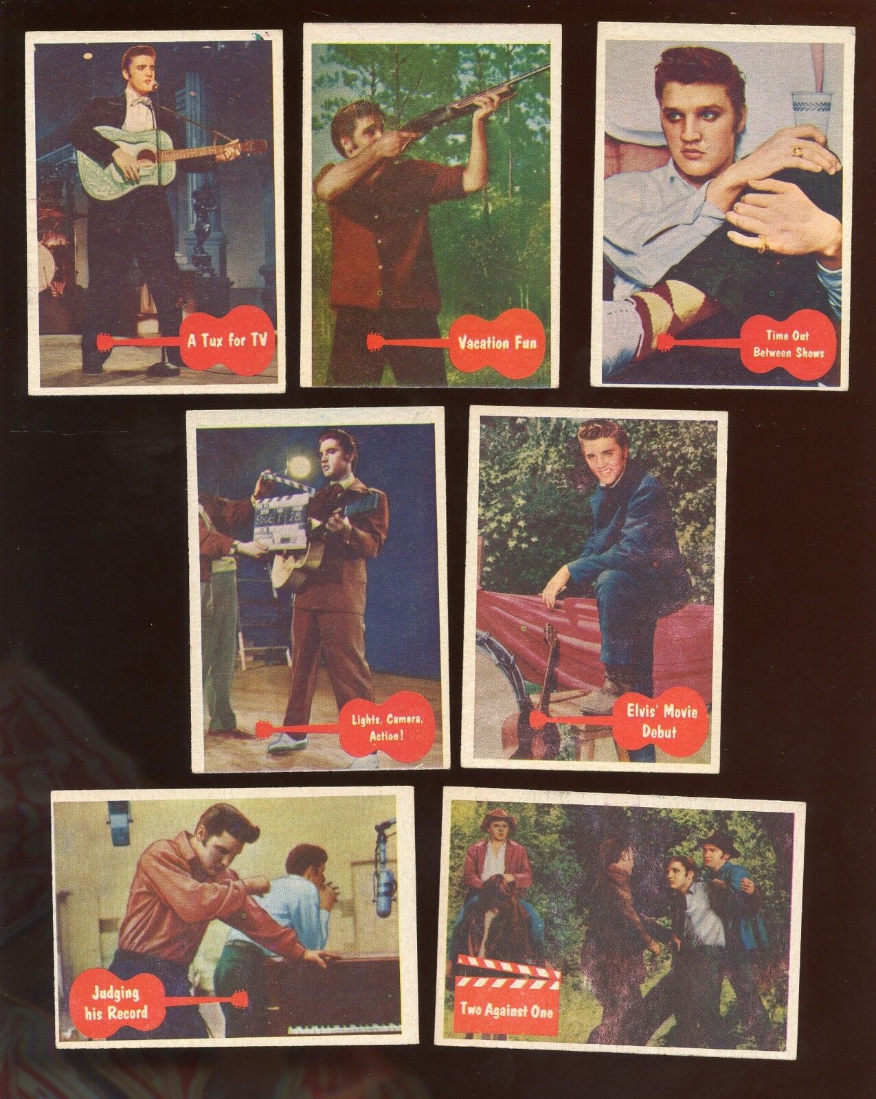 1956 Bubbles Elvis Presley Non Sport Trading Card Lot 7 Different EX/EX-MT