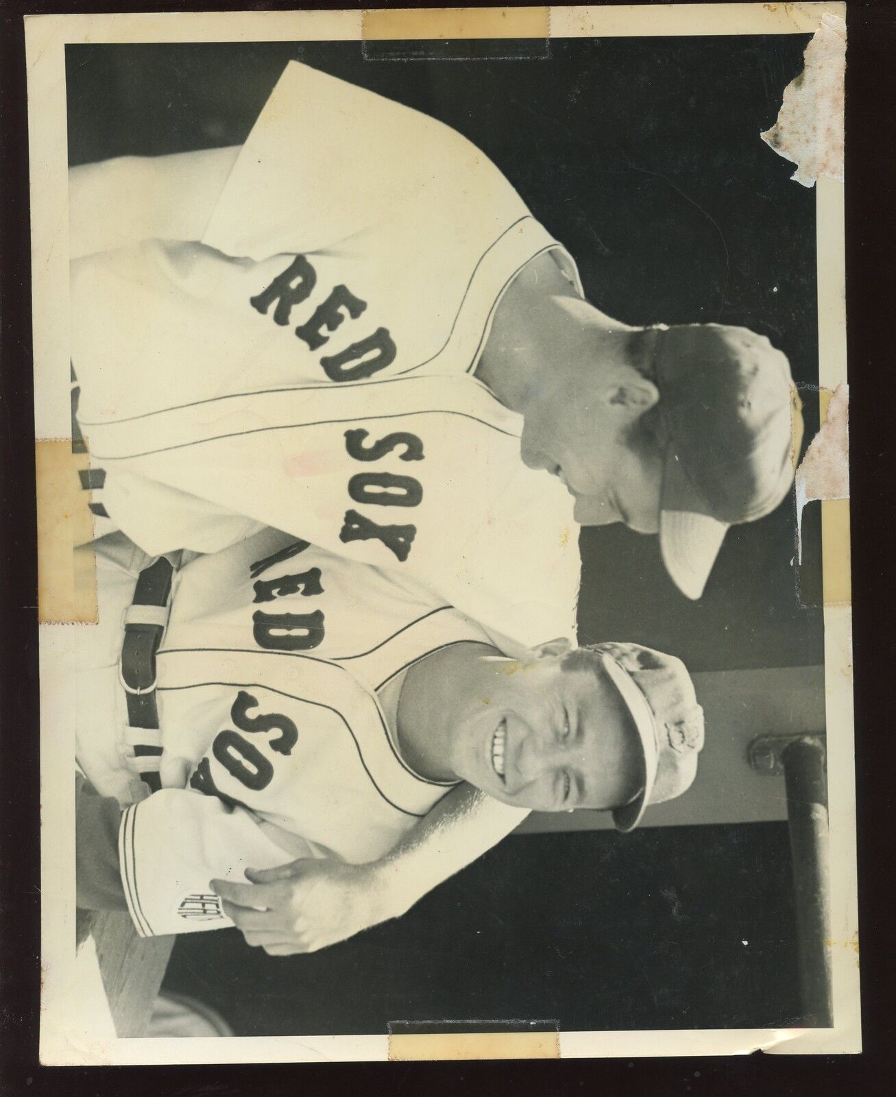 Vintage Ted Williams With Another Boston Red Sox Player Wire Photo