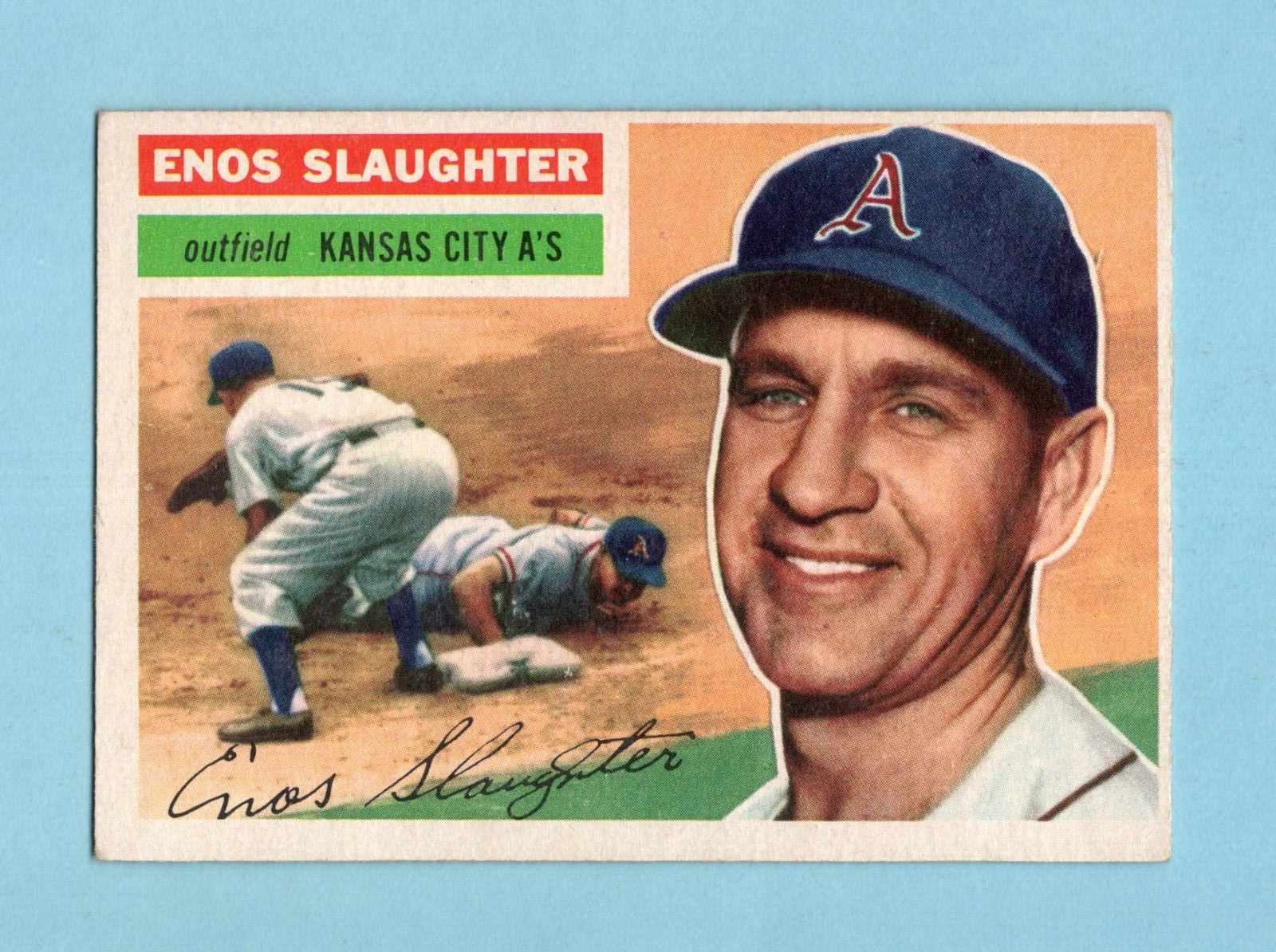 1956 Topps #109 Enos Slaughter Kansas City Athletics Baseball Card EX+ lwls