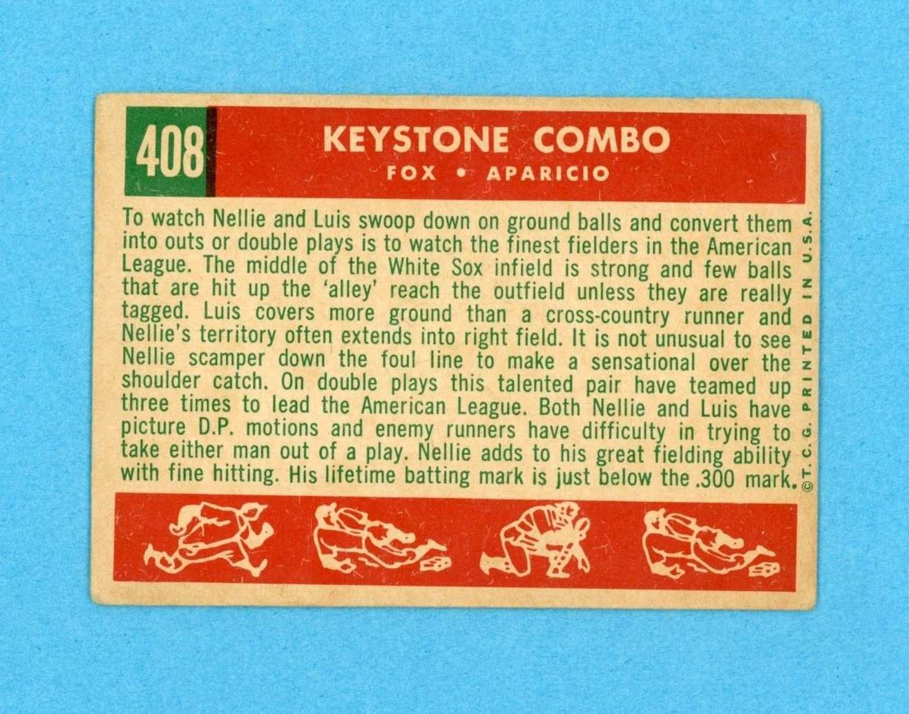 1959 Topps #408 Keystone Combo Fox, Aparicio Baseball Card Low Grade