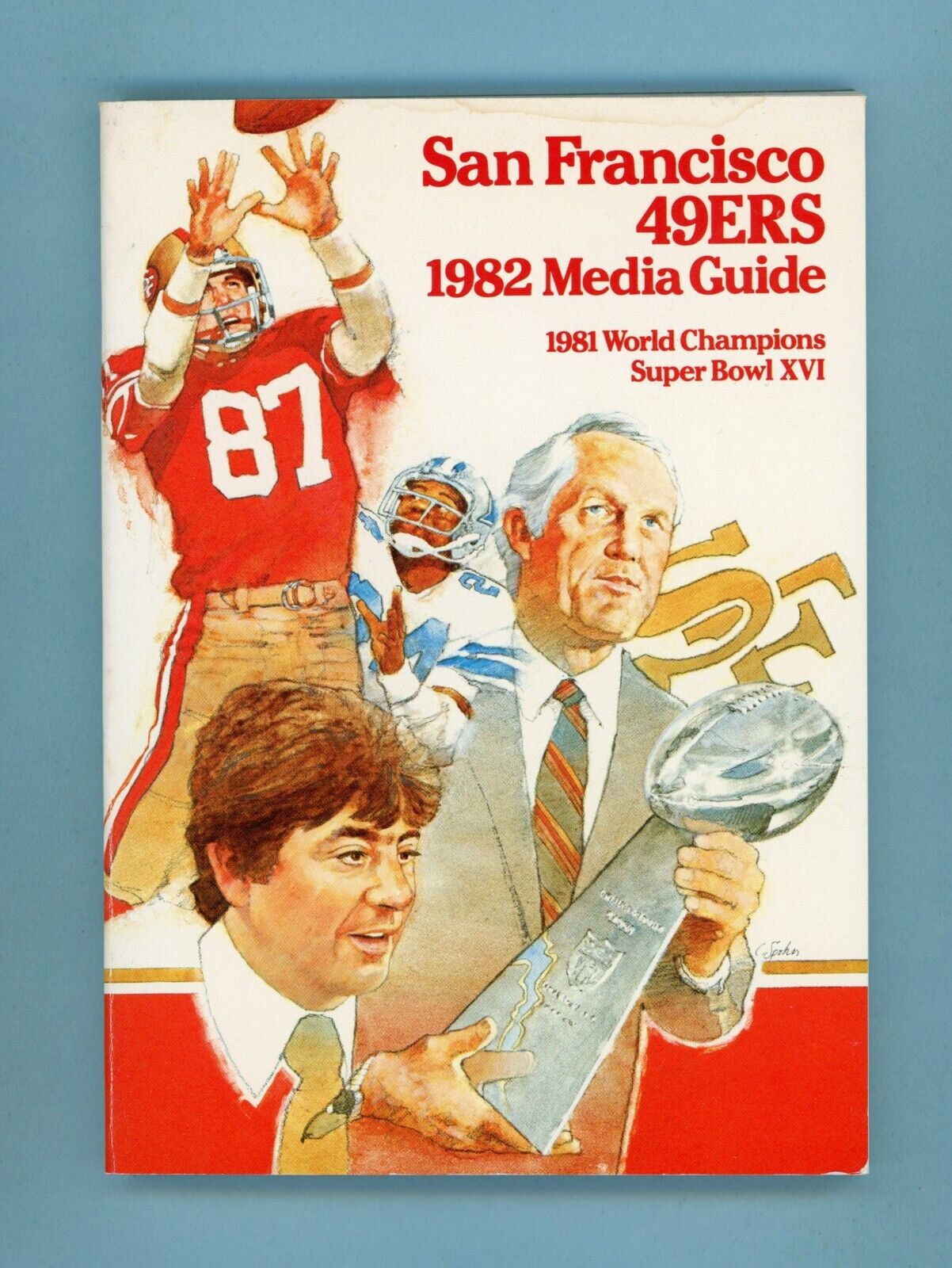 1982 San Francisco 49ers Media Guide Dwight Clark, Bill Walsh, Ed DeBartolo Jr