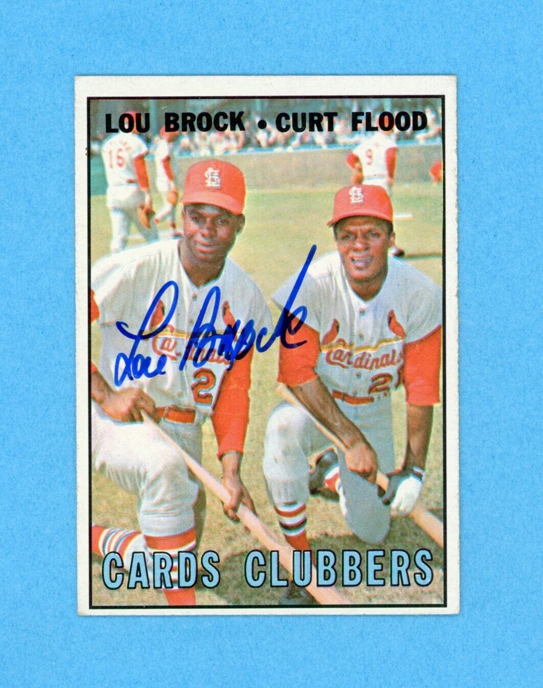 Cards Clubbers • Brock & Flood Signed 1967 Topps Card #63 Auto w B&E Hologram