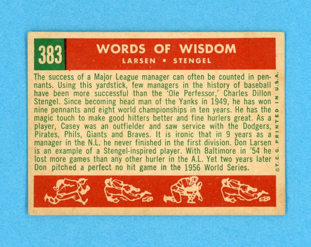 1959 Topps #383 Words of Wisdom New York Yankees Baseball Card EX