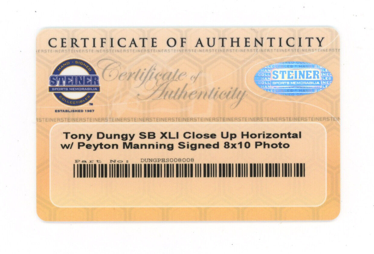 Tony Dungy Indianapolis Colts  Signed 8x10 Photo Auto with Steiner Hologram 