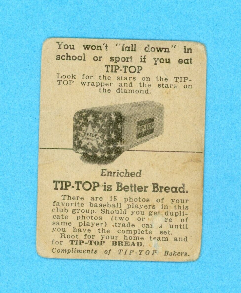 1947 Tip Top Bread Al Zarilla St. Louis Browns Baseball Card Low Grade