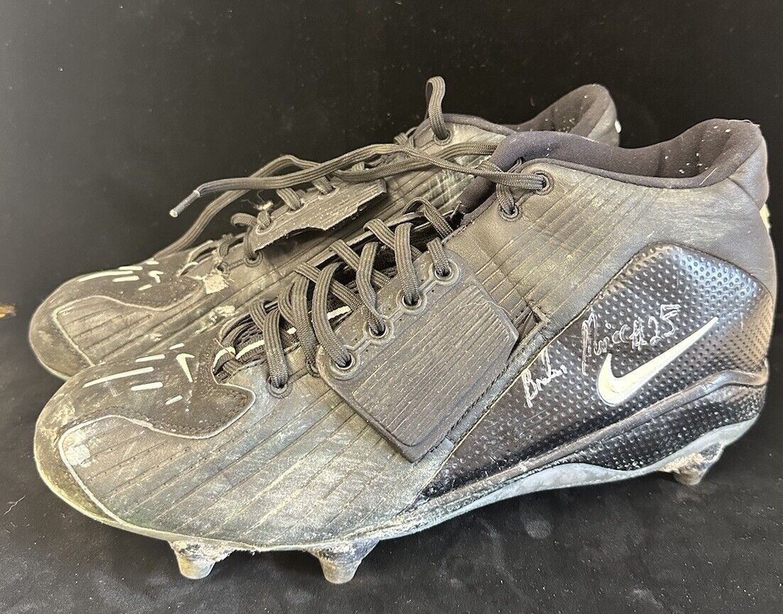 2003 Brandon Miree #25 Pitt. GAME USED SIGNED Cleats - PHOTOMATCH to Bowl Game