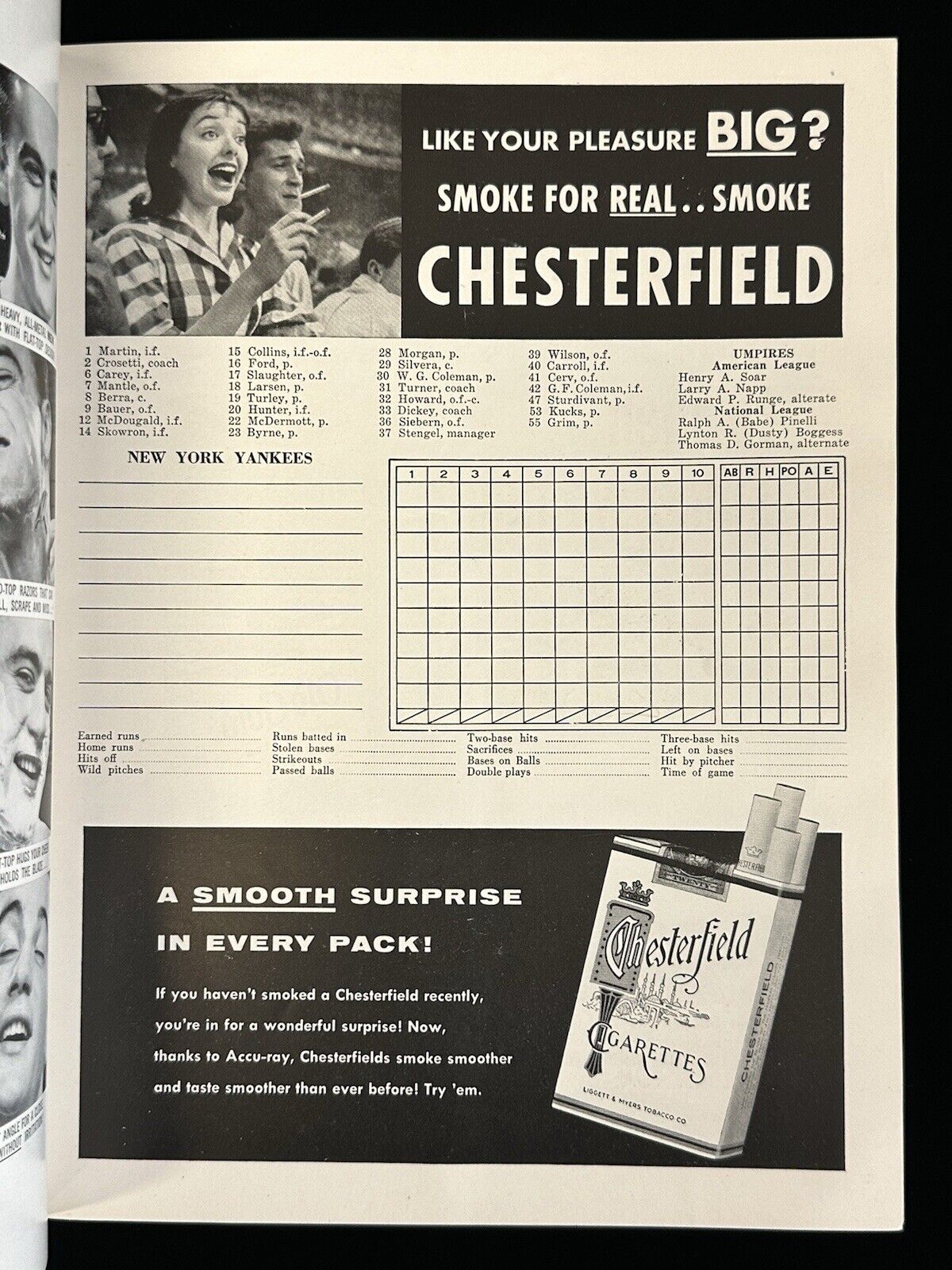 1956 Brooklyn Dodgers World Series Program vs New York Yankees - EX unscored