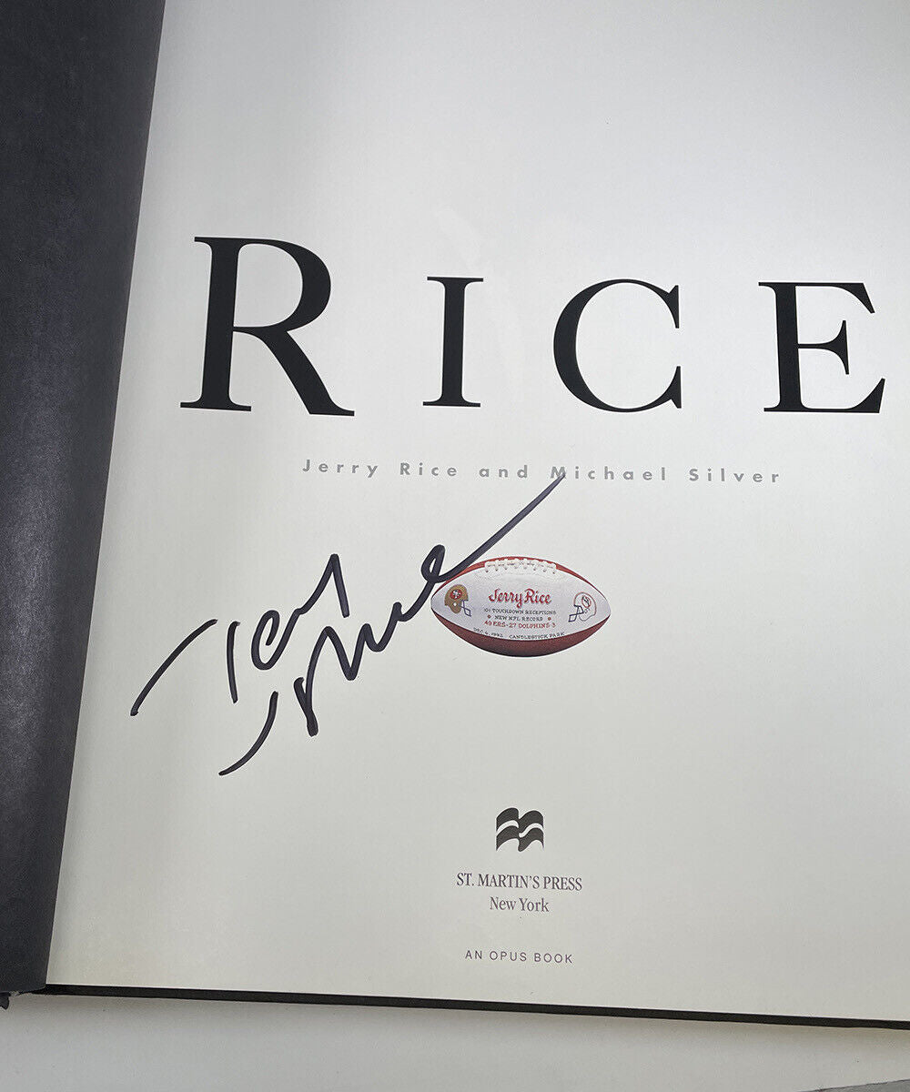 Jerry Rice Signed Book  “Rice” Auto with B&E Hologram