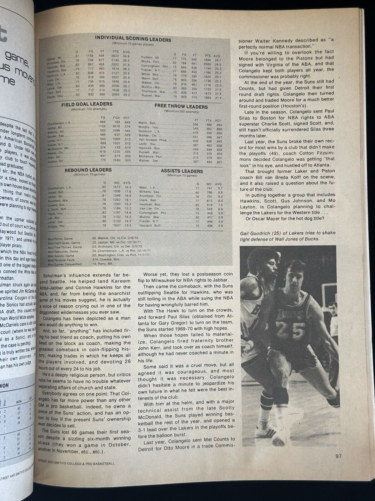 1972-73 Street and Smith’s College & Pro Basketball Yearbook w/ Jabbar & Cowens