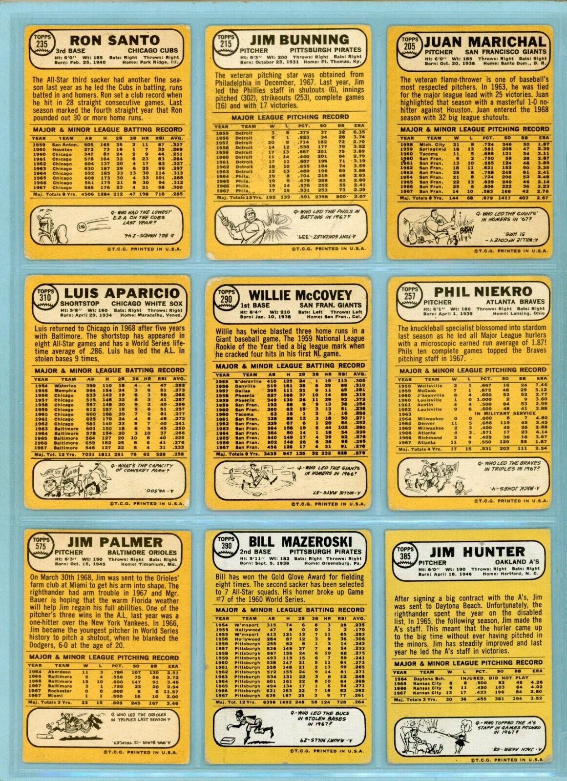 1968 Topps Lot of 17 Different Hall of Famer Baseball Cards Low Grade