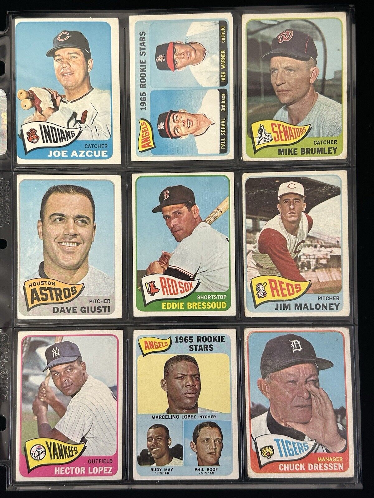 Lot of 162 Different 1965 Topps Baseball Cards w/ HOFers & High #’s - Low Grade