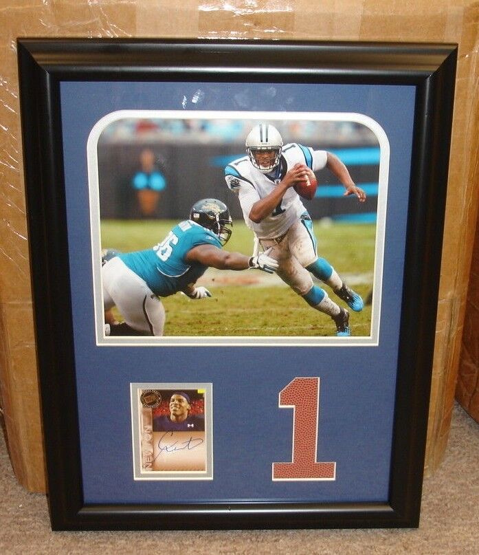 Cam Newton Carolina Panthers Autographed 14x18" Picture Display-Press Pass COA