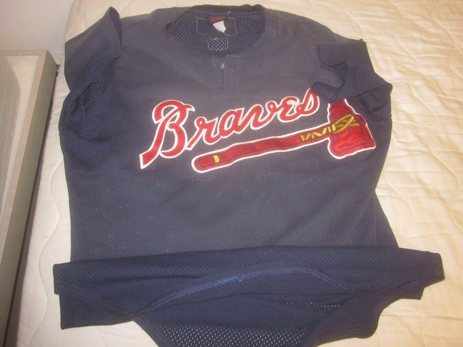 2001 Braves Blue Minor League Game Used Jersey #35 Lynn Jones LOA