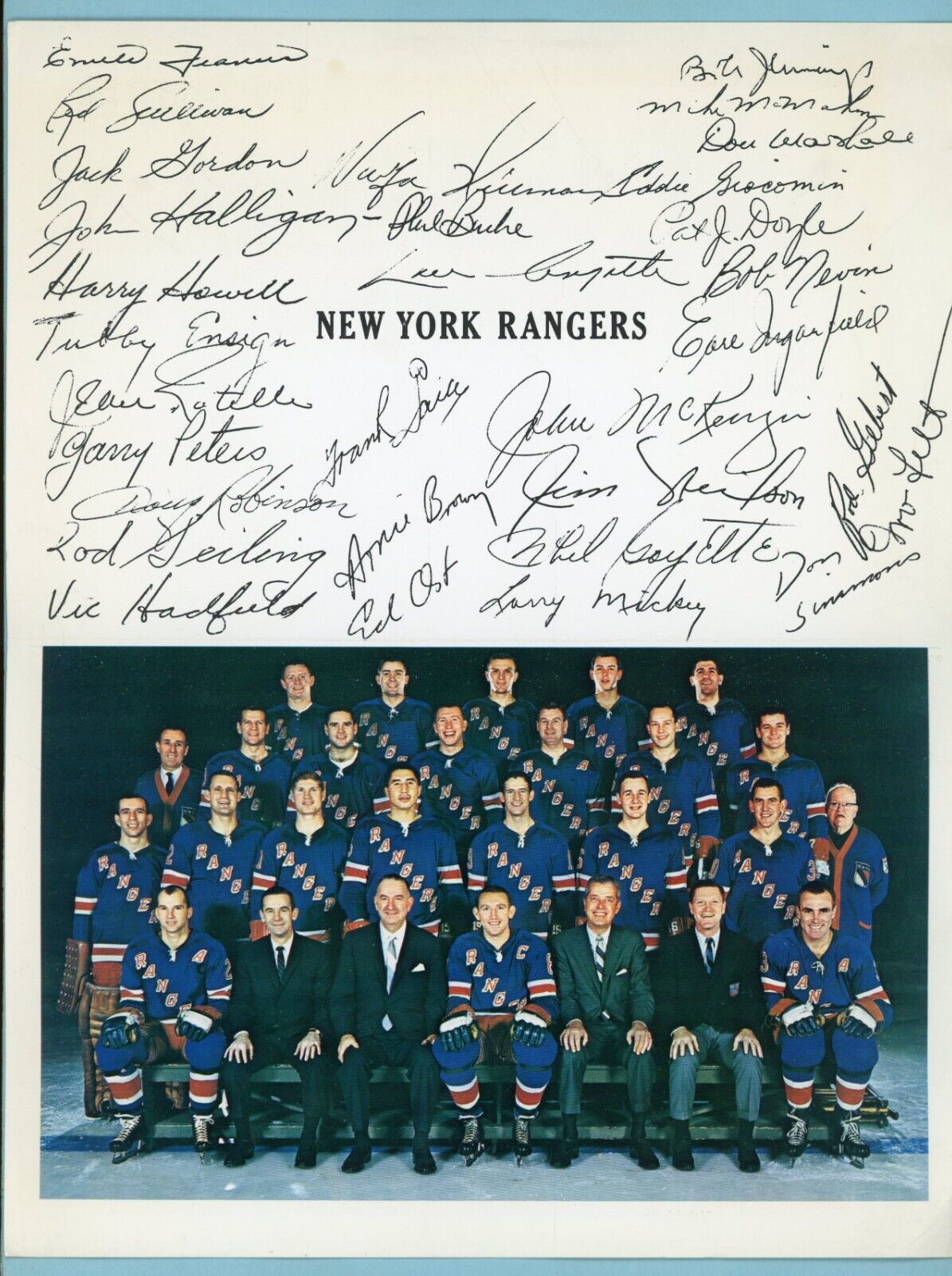 1965-66 New York Rangers Season's Greetings Card Team Photo