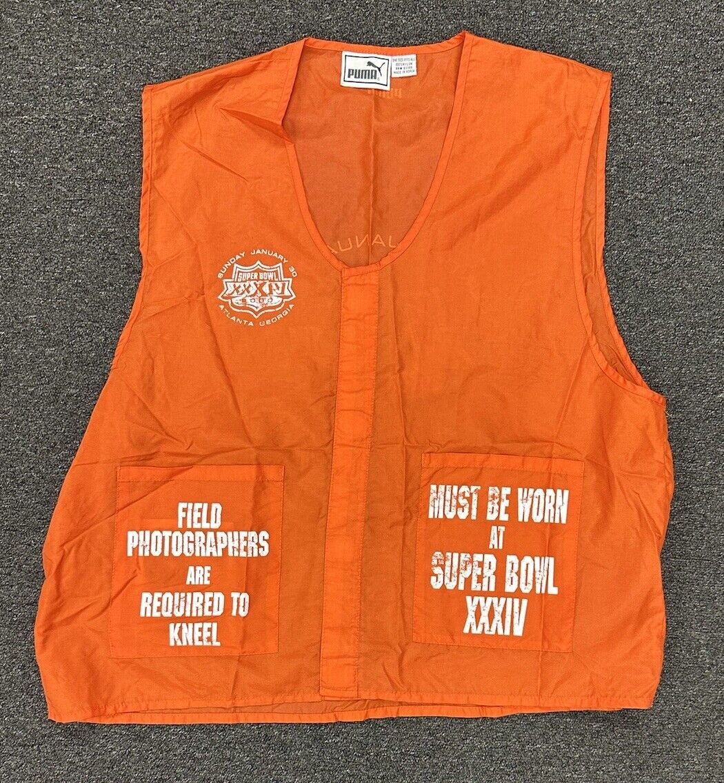 Super Bowl XXXIV Game Used Photographer’s Nylon Vest-Style Lightweight Jacket