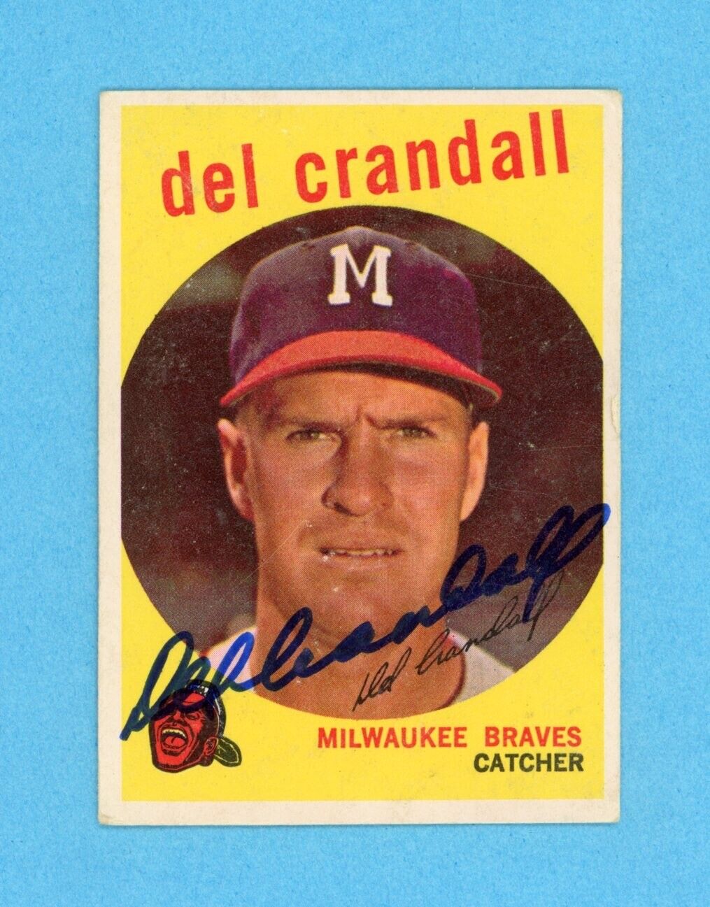 Del Crandall Signed 1959 Topps Card #425 • Auto with B&E Hologram