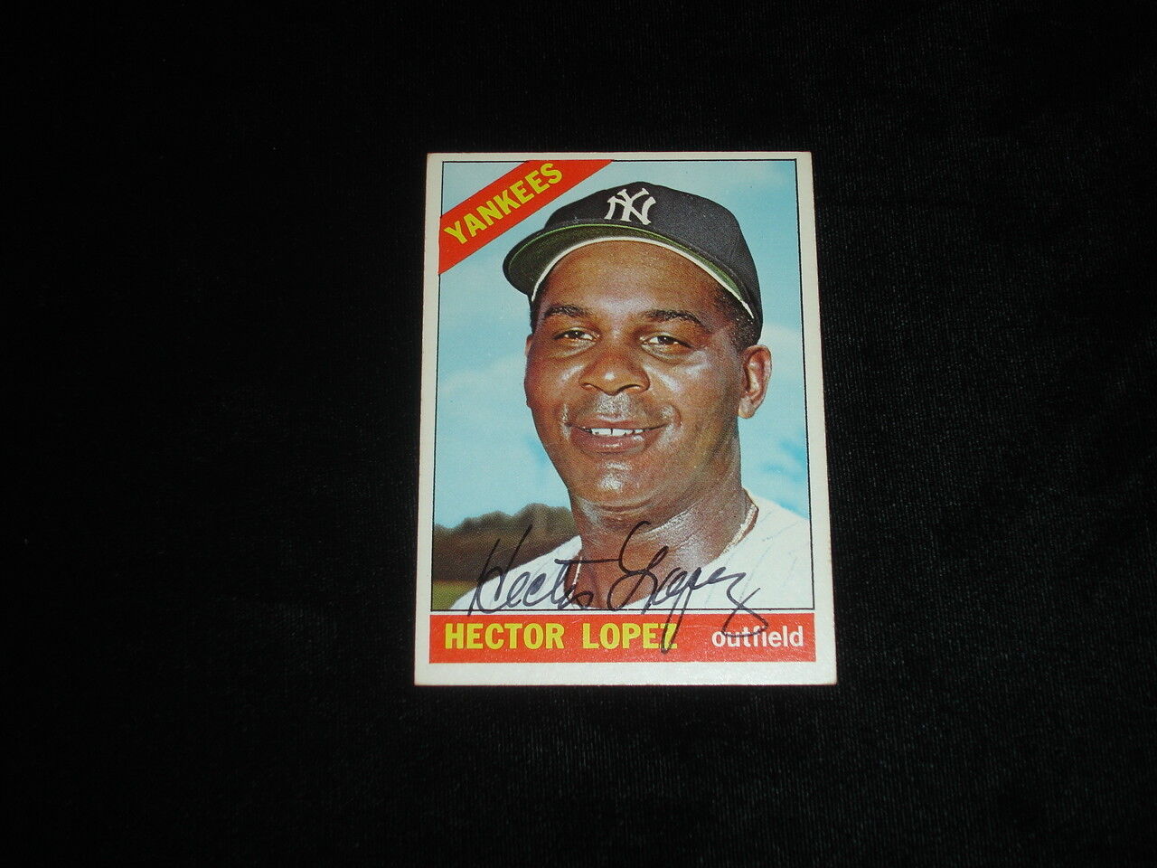 1966 Topps Hector Lopez NY Yankees Autographed Baseball Card-#177-NM+