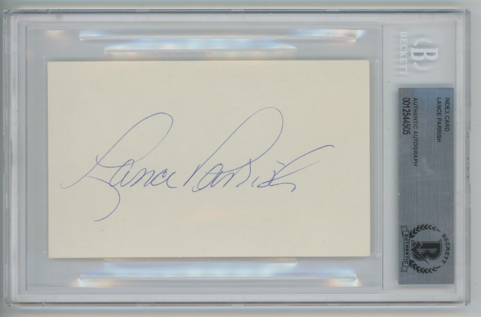 Lance Parrish Detroit Tigers Signed Index Card Slabbed by Beckett Auth.