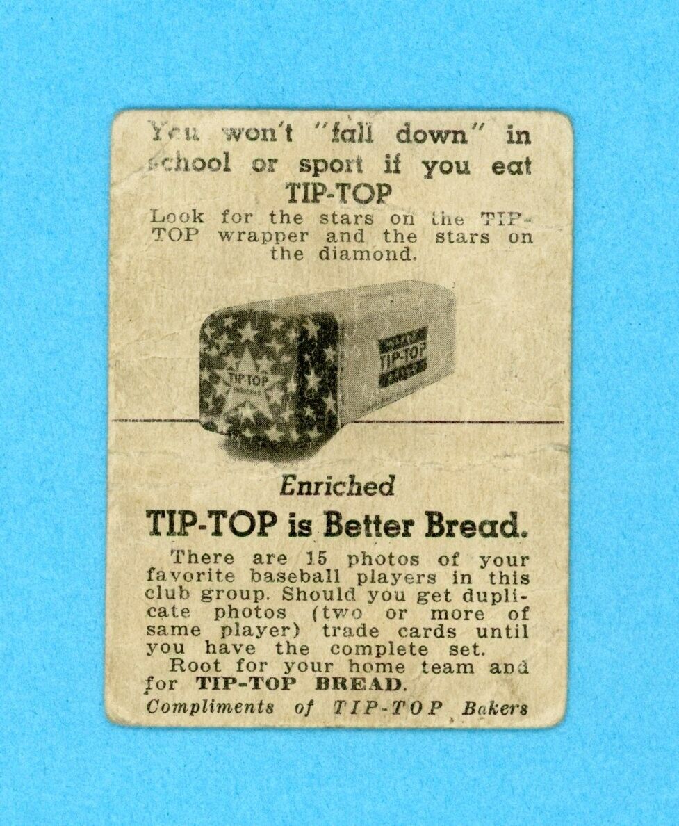 1947 Tip Top Bread Al Brazle St. Louis Cardinals Baseball Card Low Grade