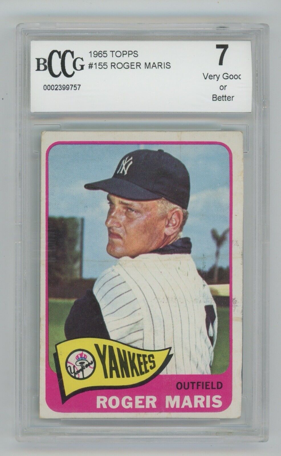 Roger Maris 1965 Topps #155 • BCCG 7 VG+