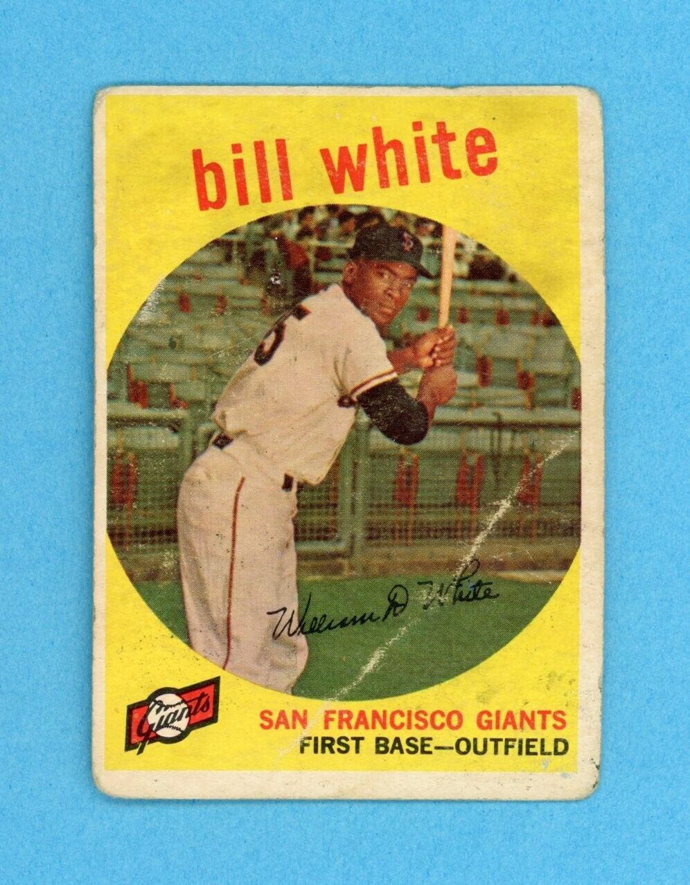 1959 Topps #359 Bill White San Francisco Giants Rookie Baseball Card Low Grade