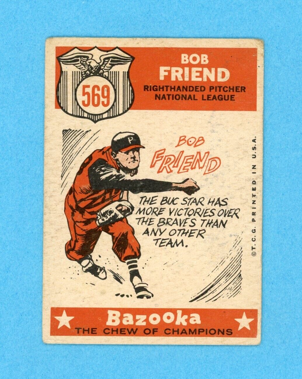 Bob Friend Signed 1959 Topps TSN All Star Card #569 • Auto with B&E Hologram