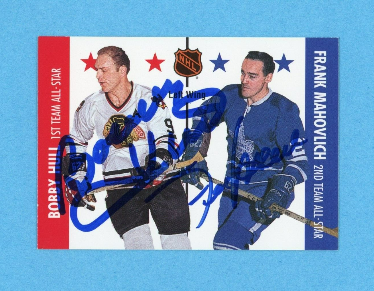 B. Hull, F. Mahovlich 1995-96 Parkhurst 1966-67 #124 Autographed Hockey Card