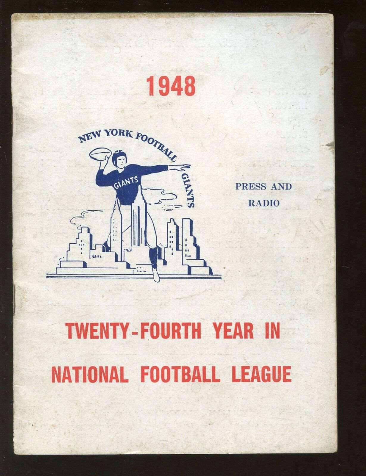 1948 New York Giants NFL Football Press Radio Media Guide VG+