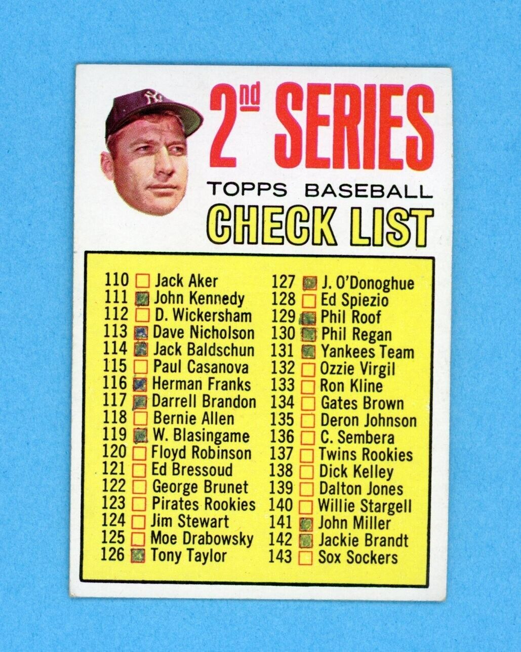 1967 Topps #103 2nd Series Check List Mickey Mantle Baseball Card EX - EX+