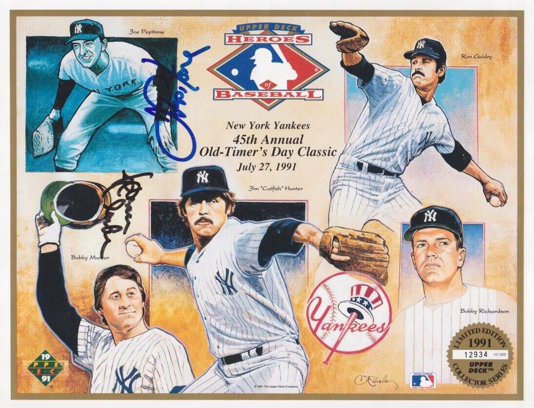 Upper Deck Yankees 1991 Old Timer’s Promo Signed by Joe Pepitone and H Clarke