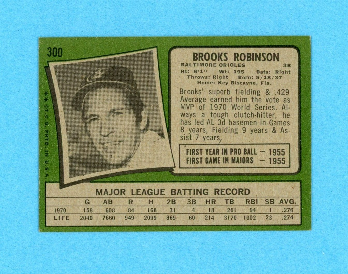 1971 Topps #300 Brooks Robinson Baltimore Orioles Baseball Card EX+