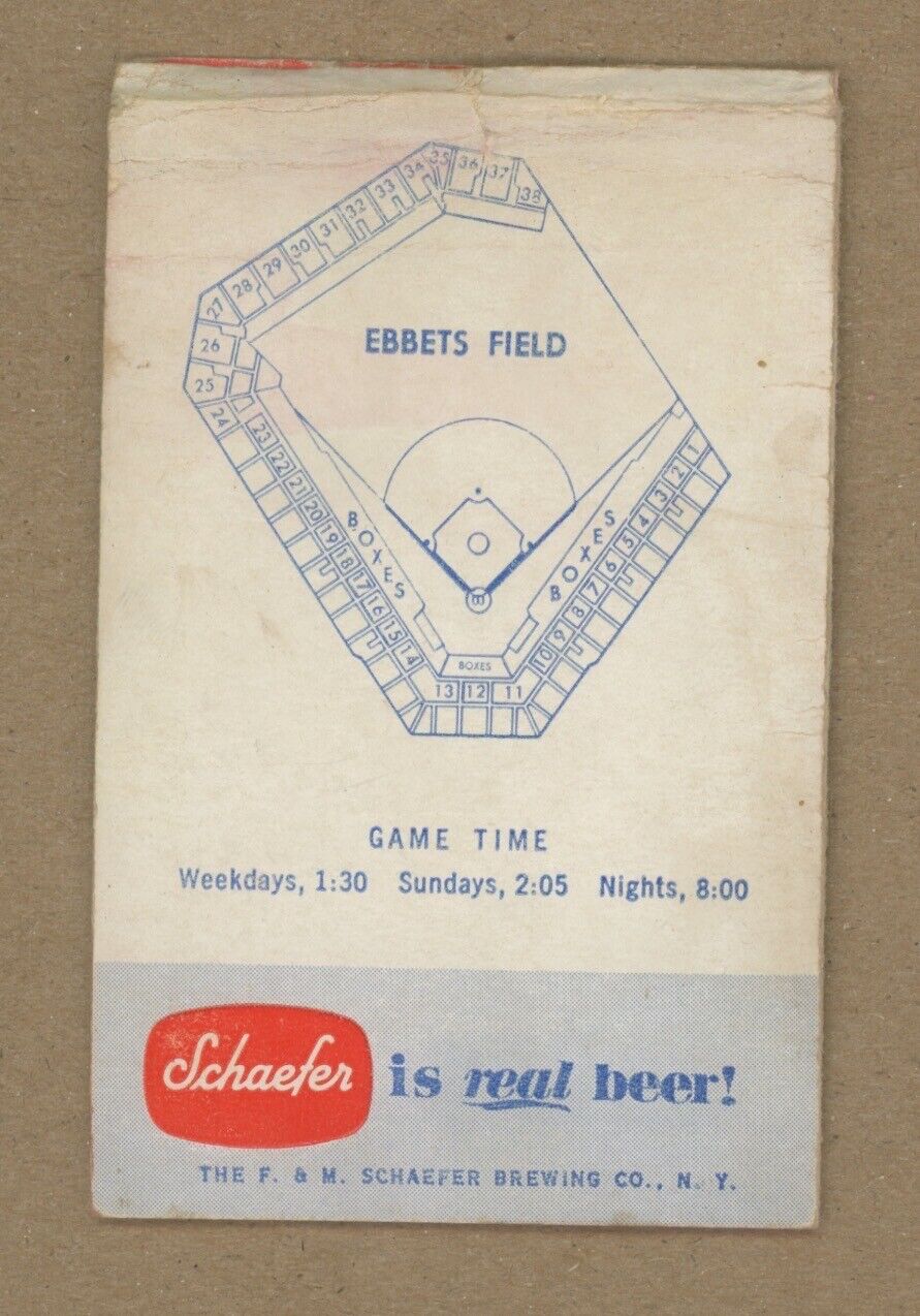 1954 Brooklyn Dodgers Pocket Schedule VG-EX