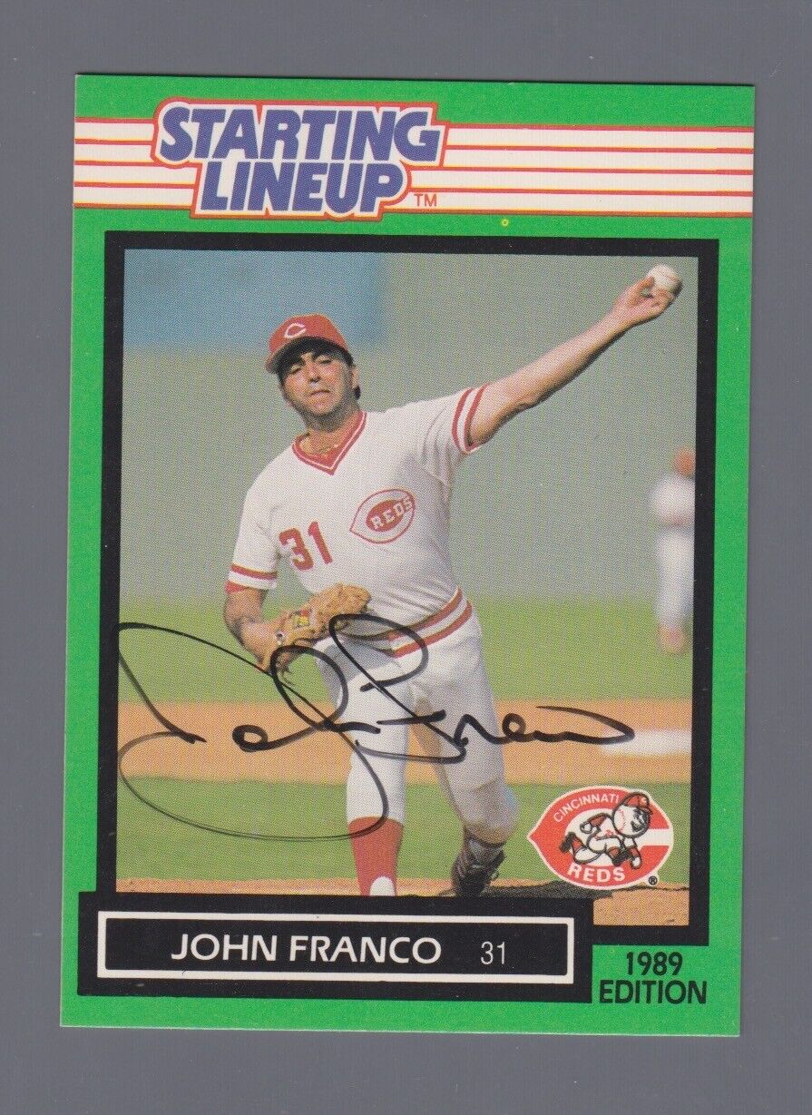 John Franco Signed 1989 Starting Lineup Card Auto with B&E Hologram