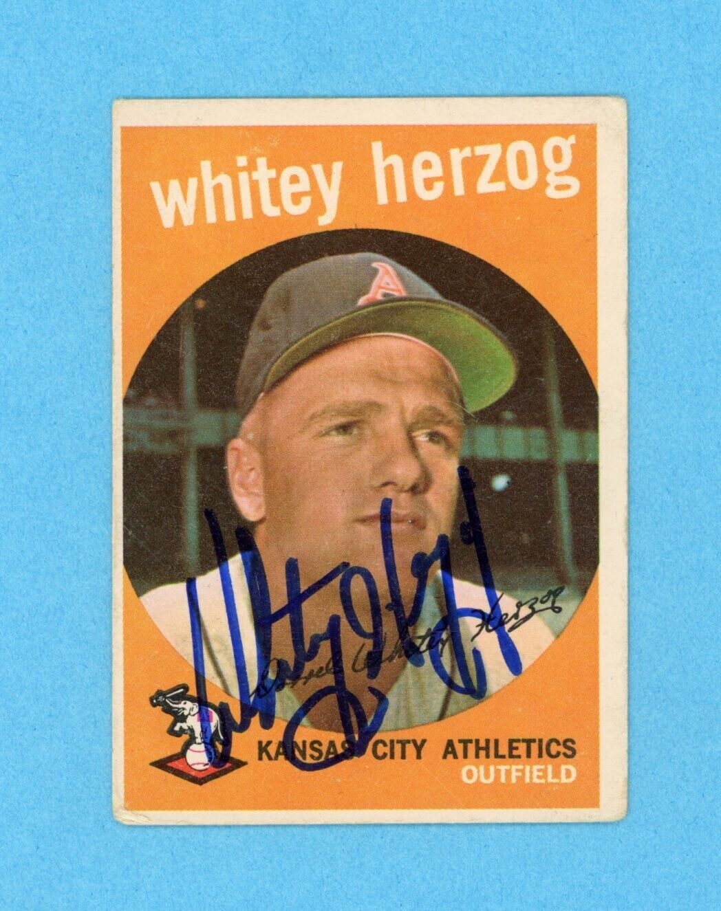 Whitey Herzog Signed 1959 Topps Card #392 •• Auto with B&E Hologram