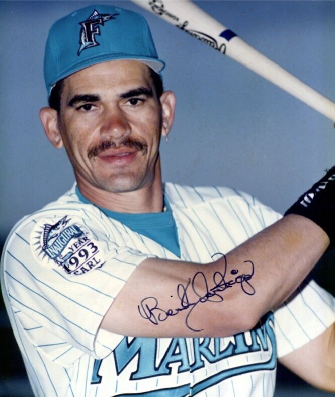 Benito Santiago Marlins 8X10 Color Photo Auto B&E Hologram