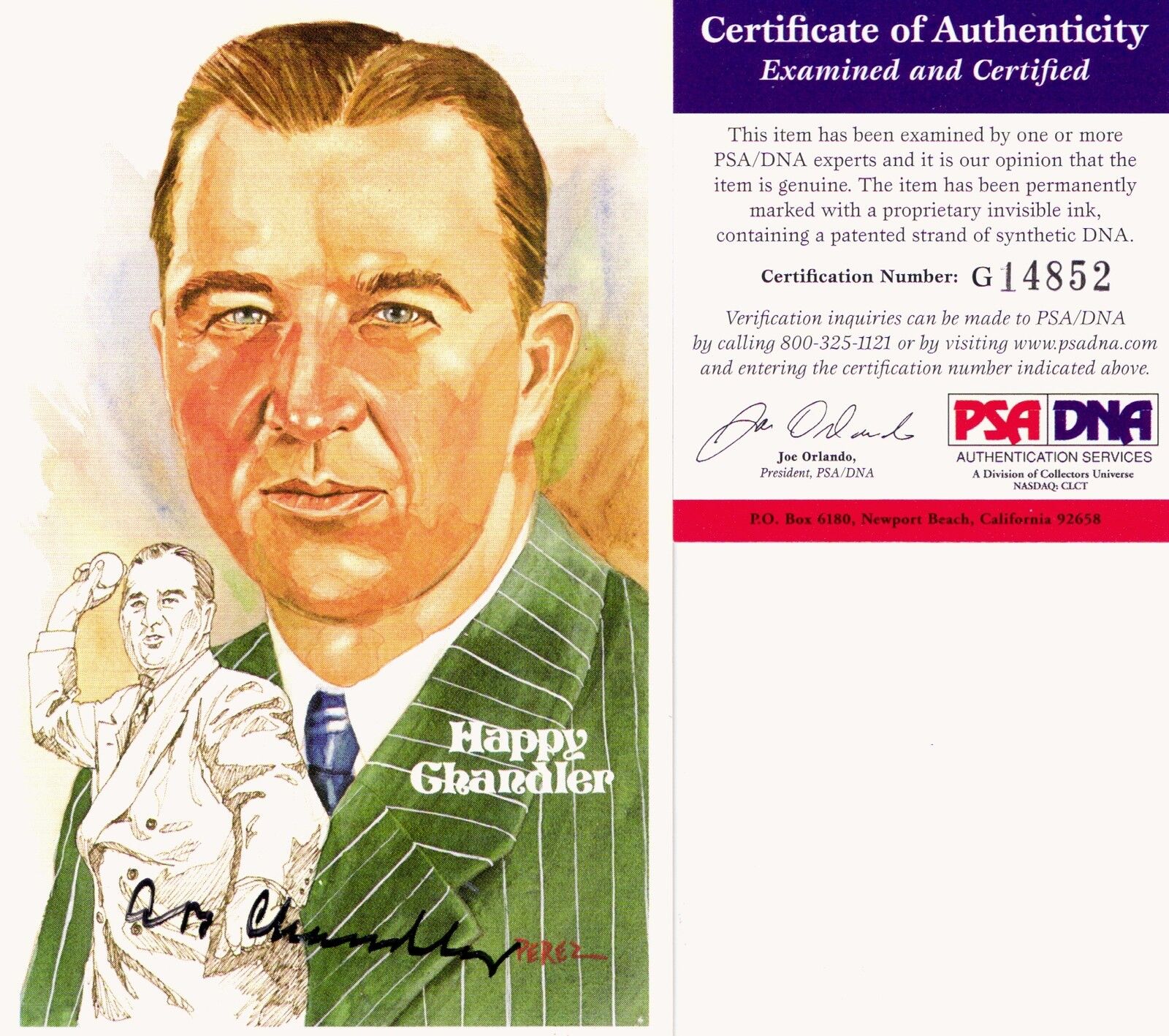 1983 Perez Steele Baseball Postcard Happy Chandler Autographed PSA/DNA