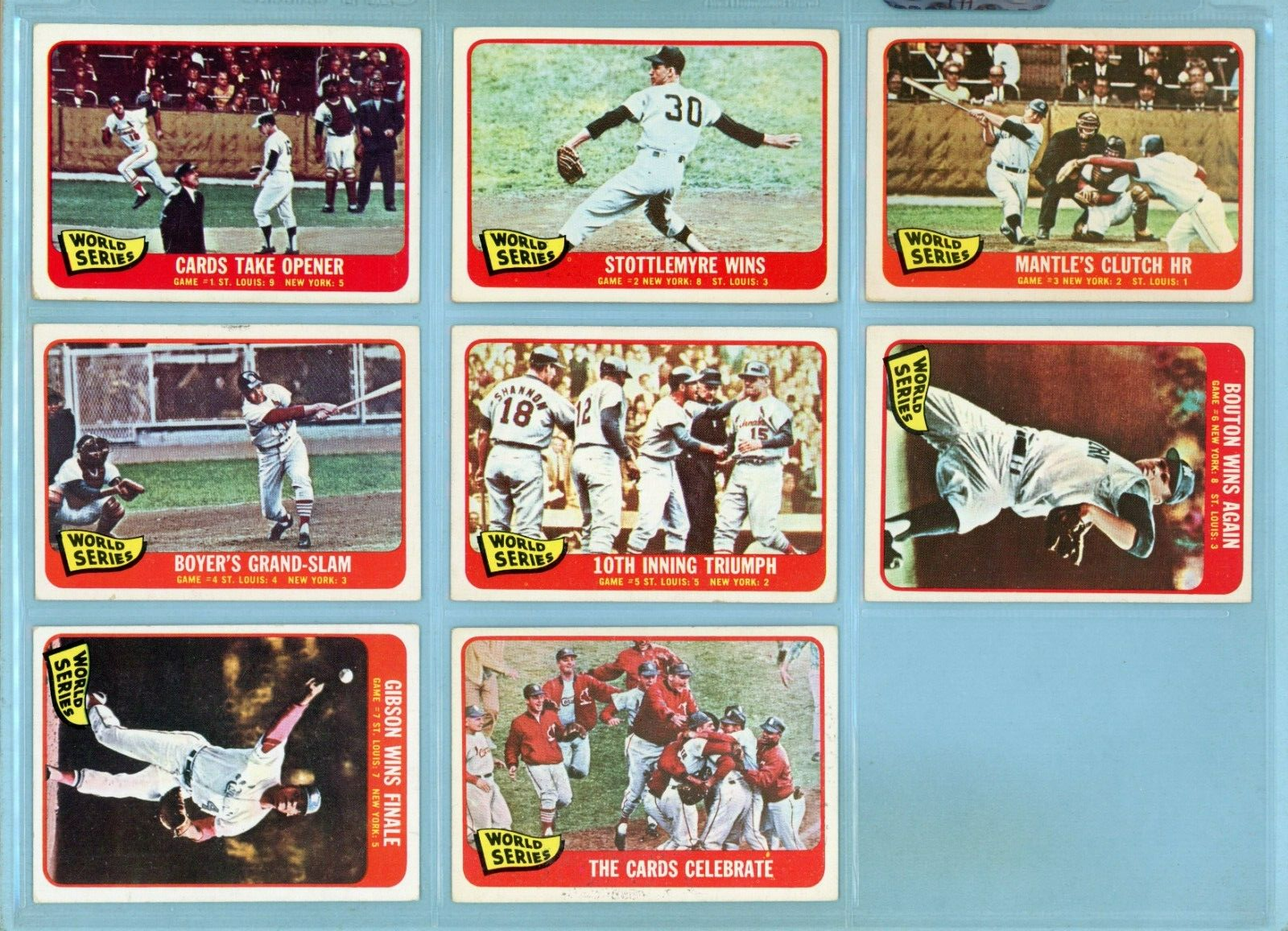 1965 Topps Set of 8 1964 World Series Special Baseball Cards Vg/Ex