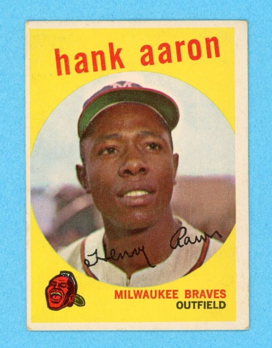 1959 Topps #380 Hank Aaron Milwaukee Braves Baseball Card Vg/Ex wrk/cres