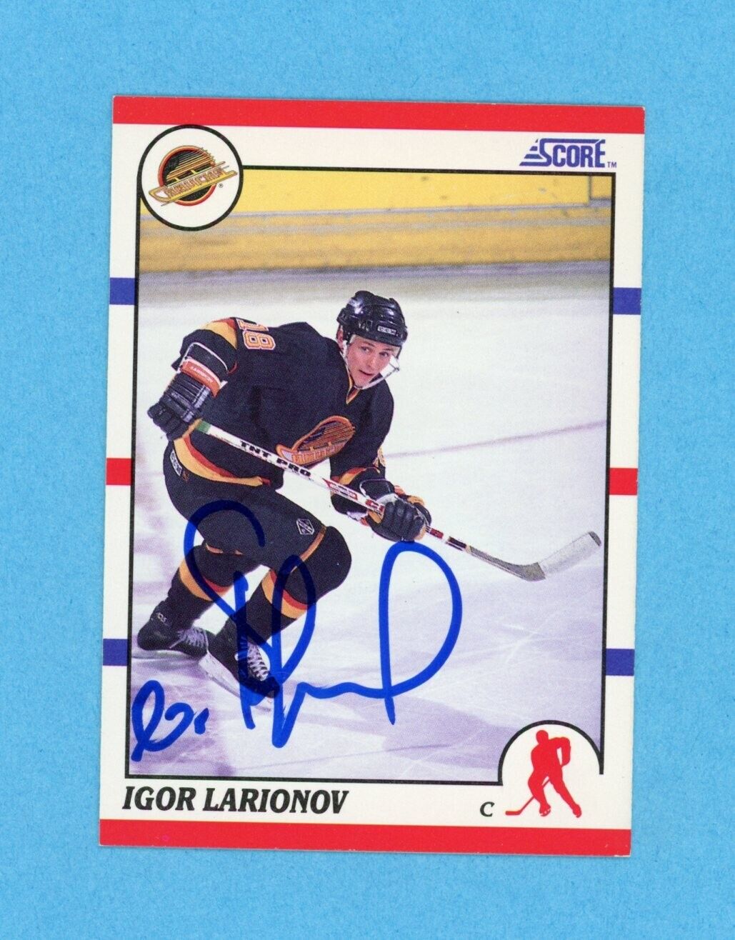 Igor Larionov Vancou Canucks 1990-91 Score #123 Autographed Rookie Hockey Card