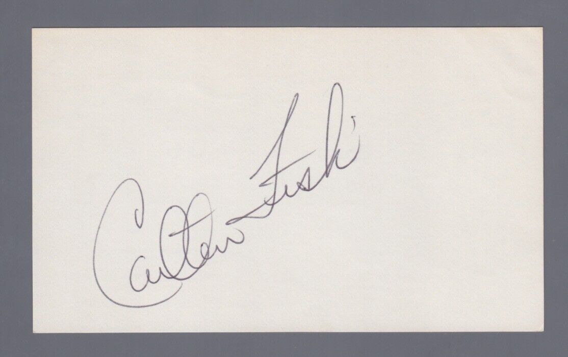 Carlton Fisk HOF Early Signed Index Card Auto with B&E Hologram - cuts customs