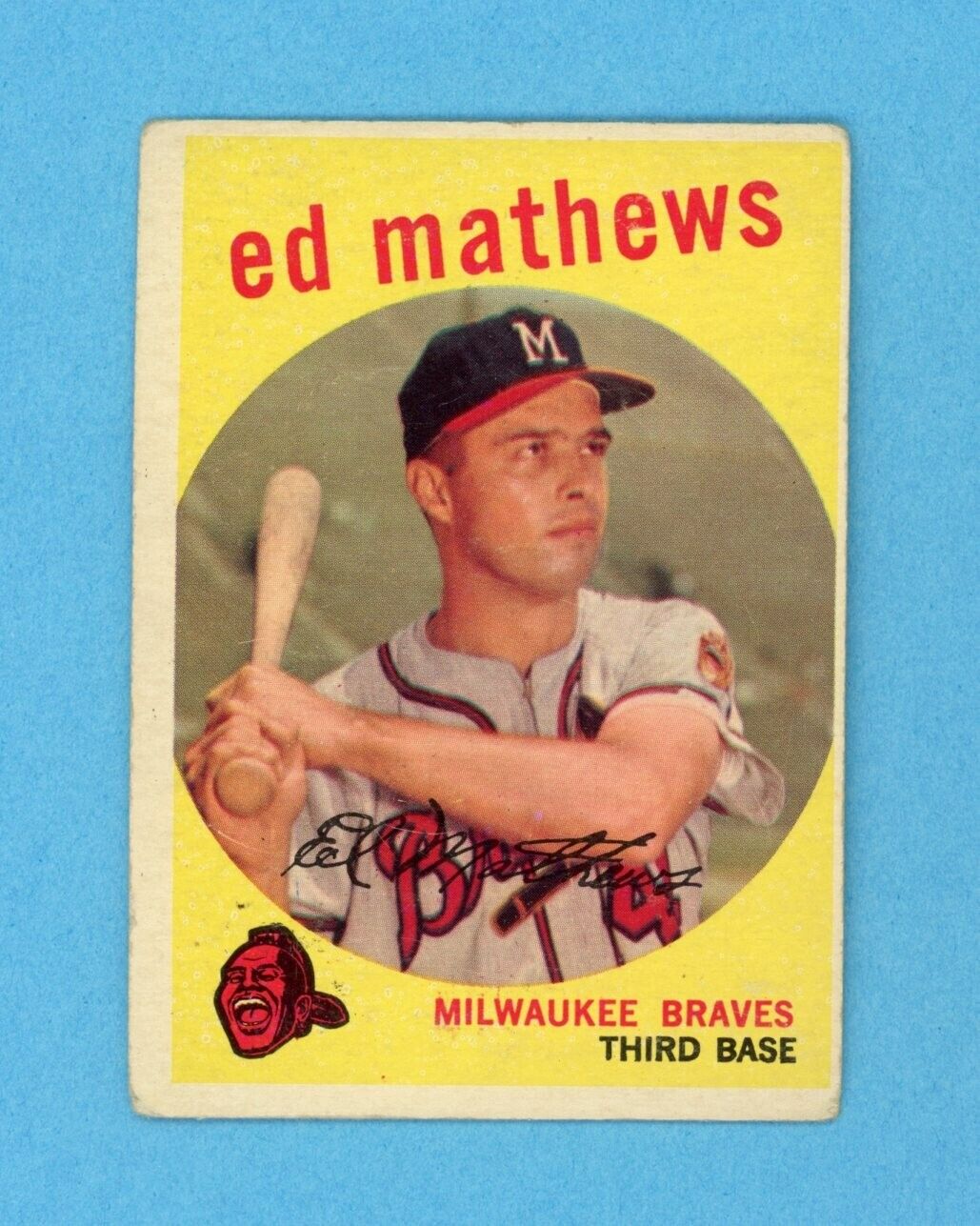 1959 Topps #450 Eddie Mathews Milwaukee Braves Baseball Card VG