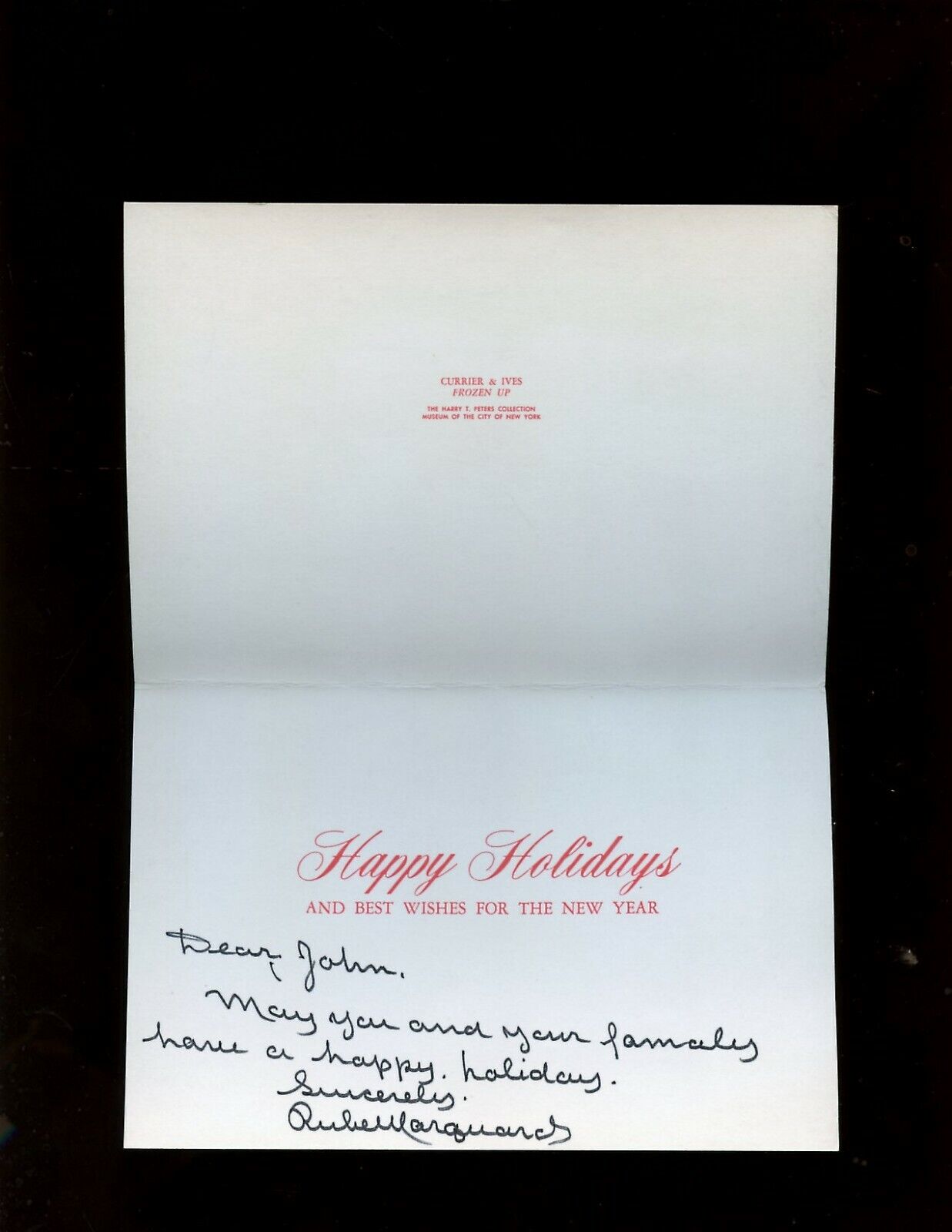 Rube Marquard Giants Dodgers Braves Signed & Written Holiday Card w/ hologram