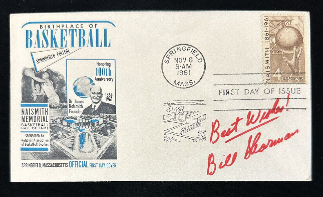 Bill Sharman Celtics HOF SIGNED 1961 James Naismith  FDC / Envelope w/ Hologram