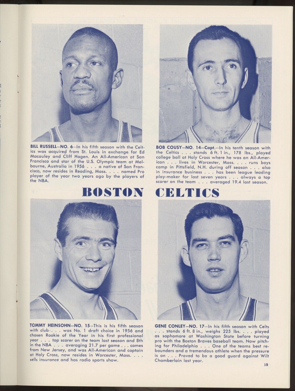 3/1/1961 Boston Garden NBA Doubleheader Celtics, Hawks, Lakers, Knicks Program