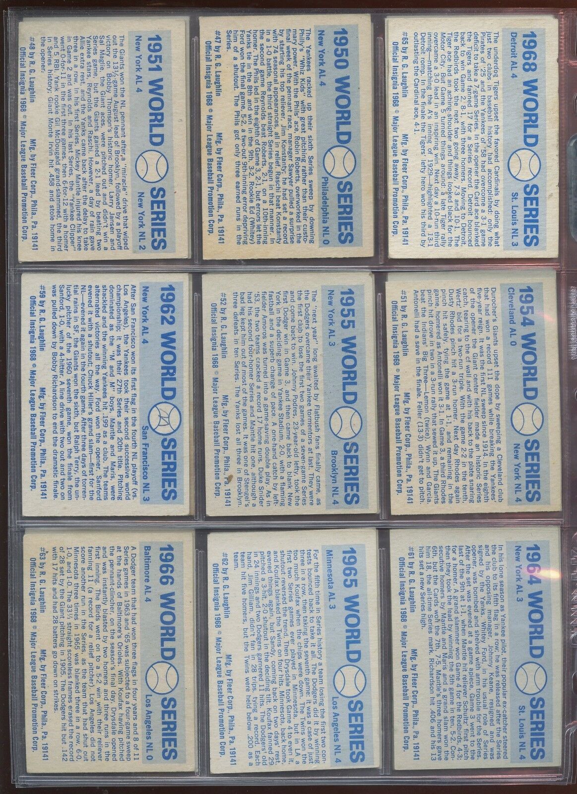 1970 Fleer World Series Baseball Card Lot 28 Different EX/NRMT