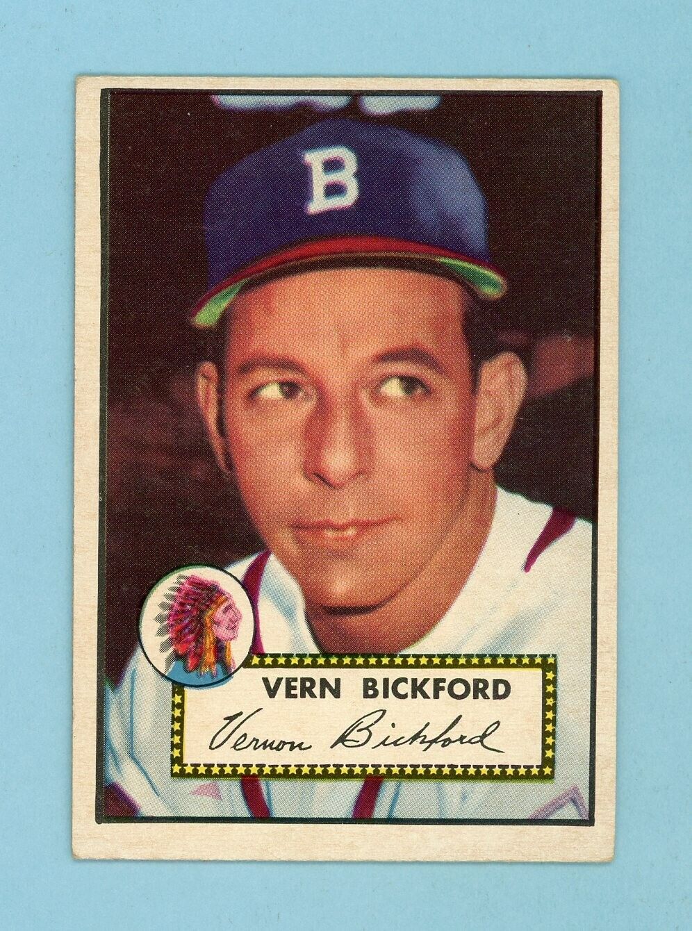 1952 Topps #252 Vern Bickford Boston Braves Baseball Card EX - EX+