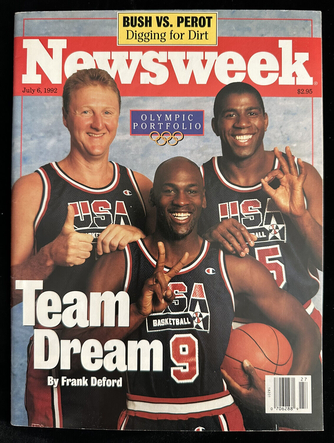 July 6, 1992 Newsweek Magazine Jordan Magic Bird Dream Team NO MAILING LABEL