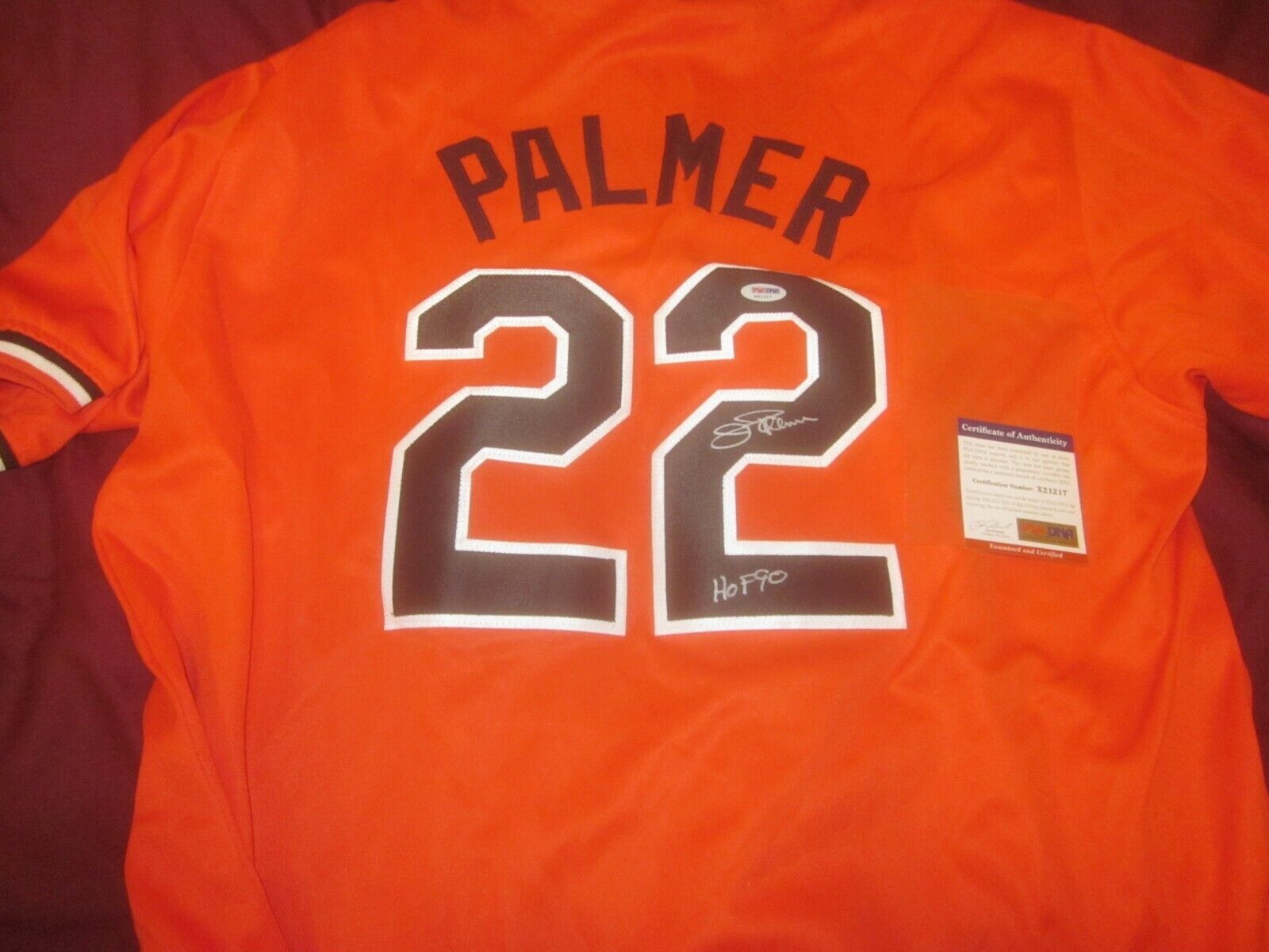 Jim Palmer Baltimore Orioles HOF 90 Autographed Jersey PSA Cert X21217