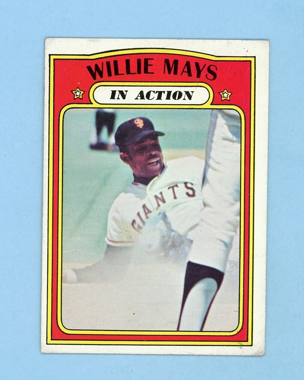 1972 Topps #50 Willie Mays In Action San Francisco Giants Baseball Card EX