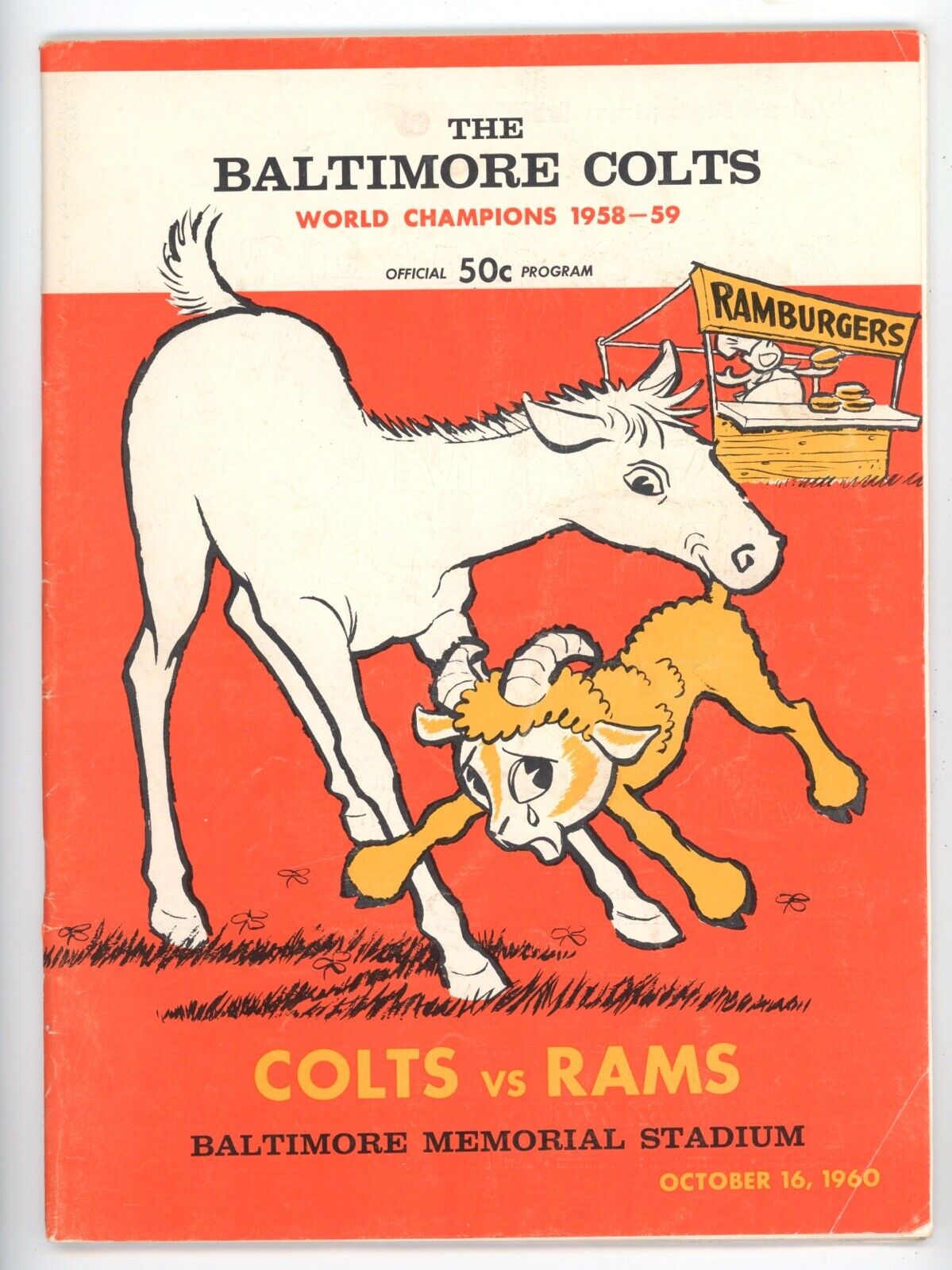 10/16/60 Los Angeles Rams vs Baltimore Colts Program